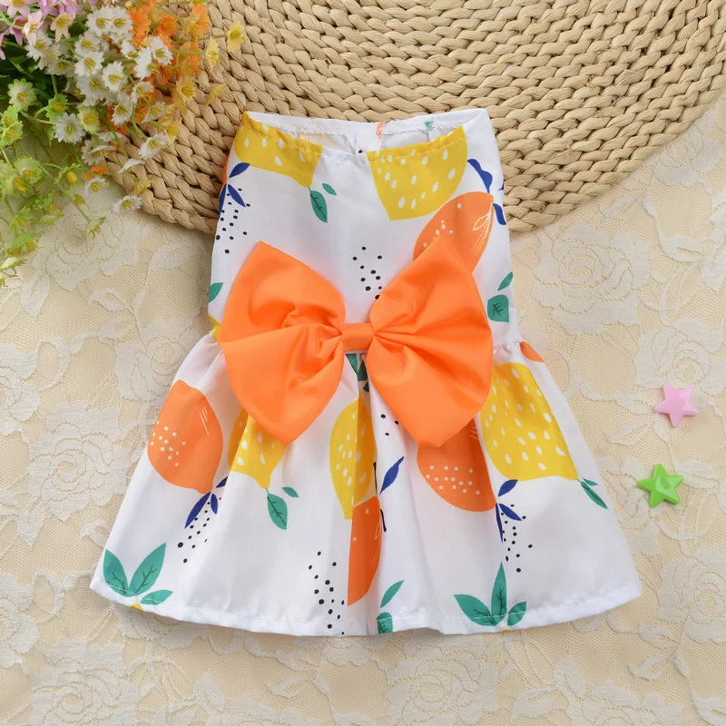 

Thin Floral Dog Dress Bow Princess Dress Dog Skirt Spring Summer Section Spring Wedding Dresses Sweet Dog Floral Dress Dog Skirt