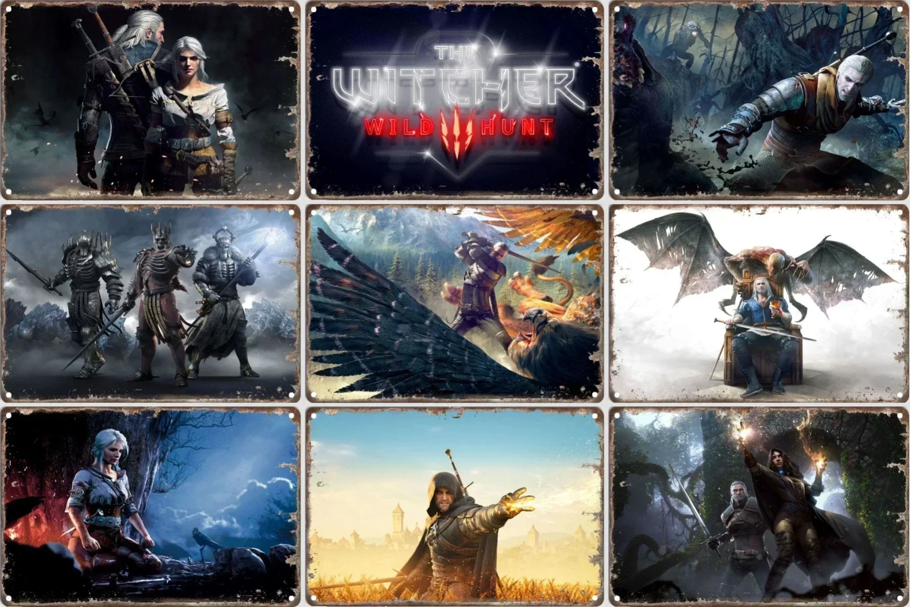 Персонажи дикой охоты Горизонтальное украшение гаража мужская пещера плакат