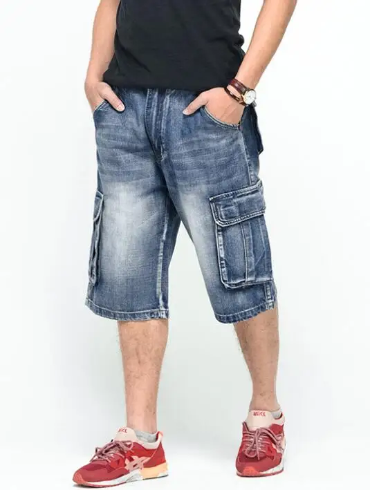 Straight Jeans Men Loose Ripped Short Jeans Streetwear Baggy  Denim Shorts Male Brand Clothes Skateboard Jeans For Male