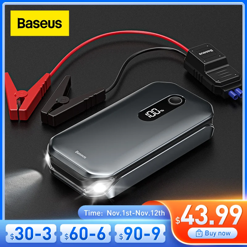 Скидка Baseus 1000A автомобильное пусковое устройство, внешний аккумулятор 12000 мАч, портативная аккумуляторная станция для 3,5л/6л, Автомобильный аварийн... Цена Baseus 1000A автомобильное пусковое устройство, внешний аккумулятор 12000 мАч, портативная аккумуляторная станция для 3,5л/6л, Автомобильный аварийн...
