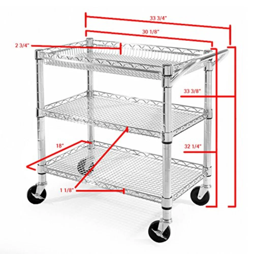 

Seville 33.75"W x 18"L x 33.38"H 3-Shelf Freestanding Shelves, Chrome