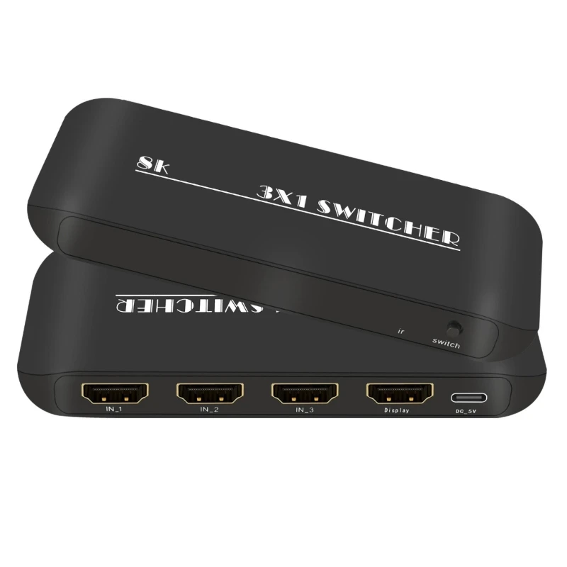 HDMI-переключатель 3 в 1 выход 2.1 3-портовый коммутатор с ИК-пультом дистанционного