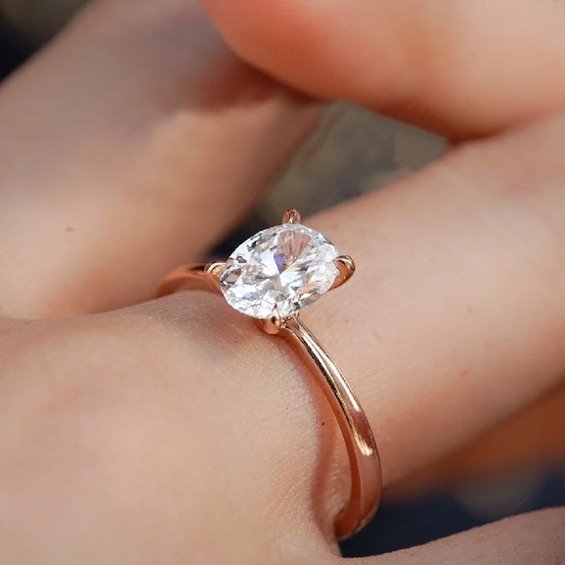 Хелон 18К 14К 10К розовое золото 1 карат овального кроя 5x7 мм моиссанитовое обручальное кольцо для женщин бриллиантовая свадебная оправа подарок для невесты изысканное ювелирное изделие.