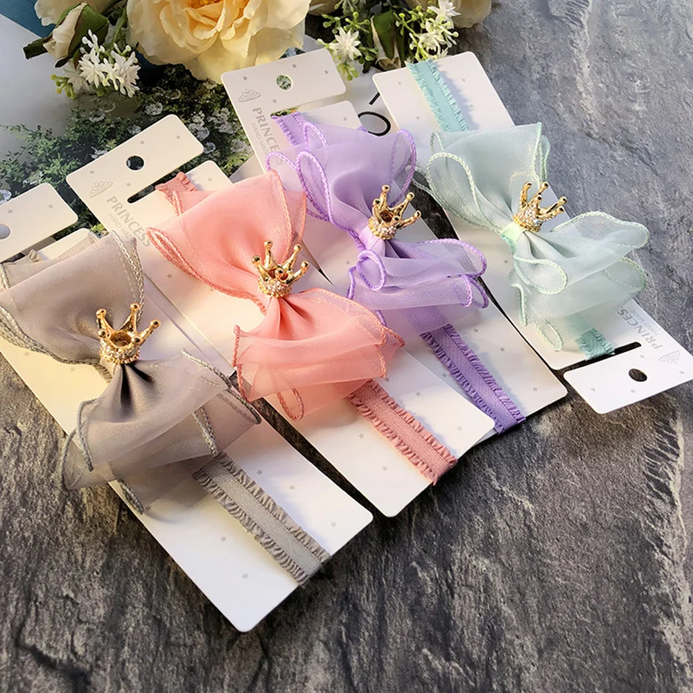 

Lovely Baby Headband Elastic Lace Bowknot Crown Headwrap Headwear Turban Princess Headdress Photo Prop babay Hair Accessories