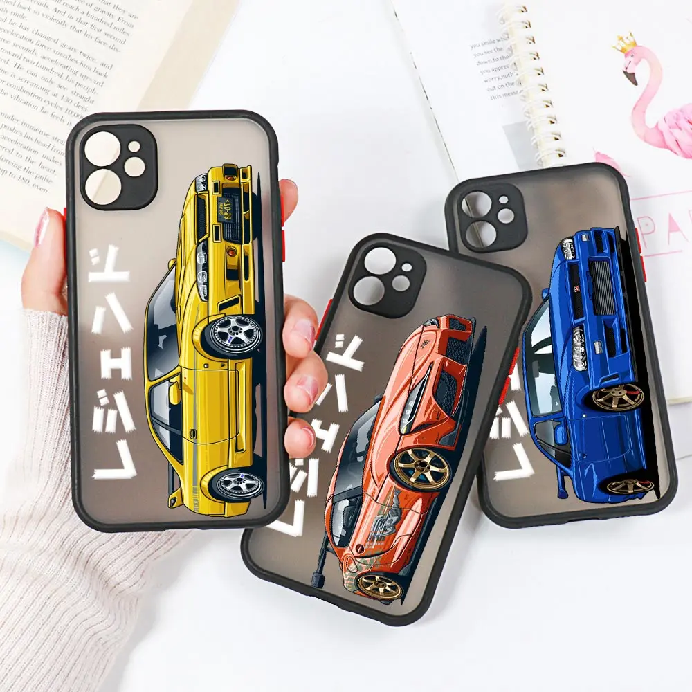 

Anime Tokyo JDM Drift Cartoon Sports Car Coque iPhone14 Case For iPhone 11 13 14 12 Pro Max Mini X XS XR SE 7 8 Plus Matte Cover