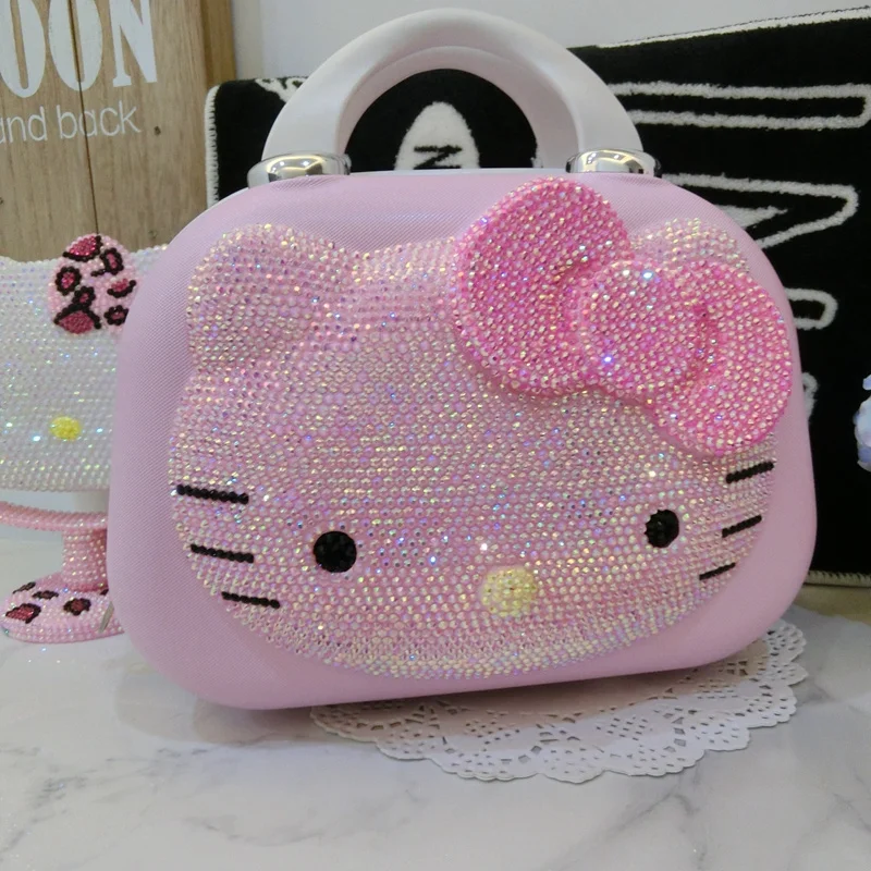 Original Hello Kitty Suitcase Cartoon Travel Cosmetic Case 24.5*32*14Cm Large-Capacity Multi-Functional Simple with Lock Gift