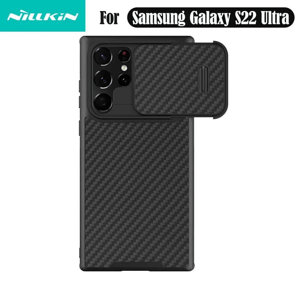 

Slide Camera Case For Samsung Galaxy S22 Ultra 5G NILLKIN Synthetic Fiber Case Lens Protection Spring Cover For Samsung S22Ultra