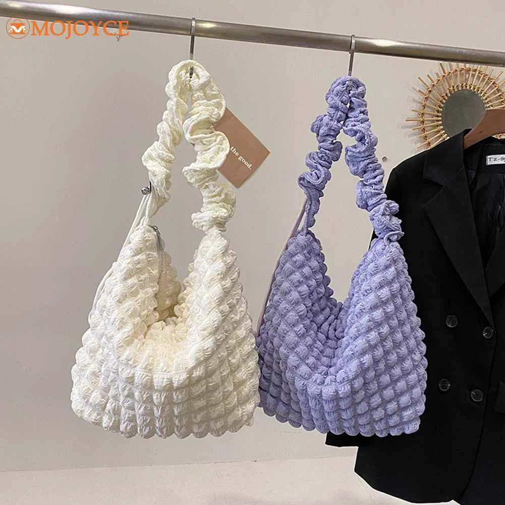 

Милые плиссированные Женские сумки-ранец с пузырьками, дизайнерские сумки из мягкой ткани с облаками, Женская вместительная сумка через плечо на одно плечо