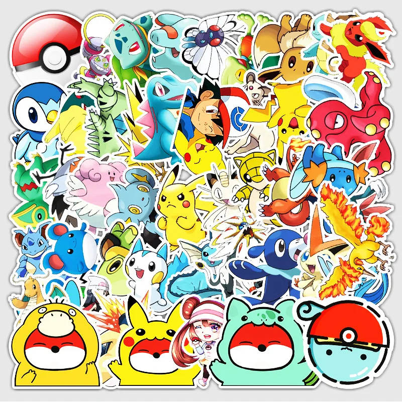 

10/50/100pcs Pokémon Cartoon Pikachu Stickers Fridge Stationary Scrapbook Viny Decal Graffiti Sticker for Kids Toys Gifts