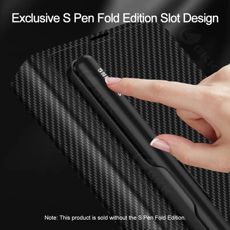 Suitable for Samsung fold3 phone case folding screen pen slot creative plain leather full cover flip leather case anti drop case
