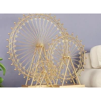 wholesale bearing turn wrought iron ornaments ferris wheel creative desktop decorations crafts morden home decor with light