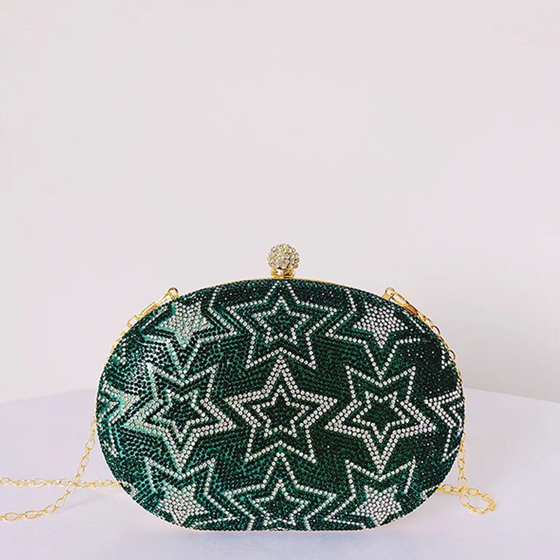 

2023 New Women Diamond Egg Shaped Clutch Bags Bling Singel Side Diamond Wallets Wedding Star Purse Drop Shipping