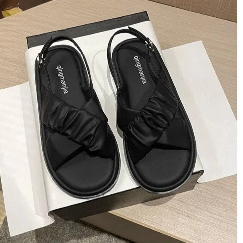 

2023 Korea Style Fashion Beach Sandals Female Rome Sandal Platform Buckle Summer Shoes Woman Preppy Sandalias Footwear New