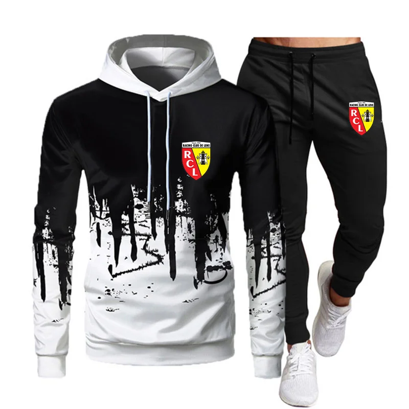 Спортивный костюм мужской с принтом черепа свитшот капюшоном и брюки на шнуровке