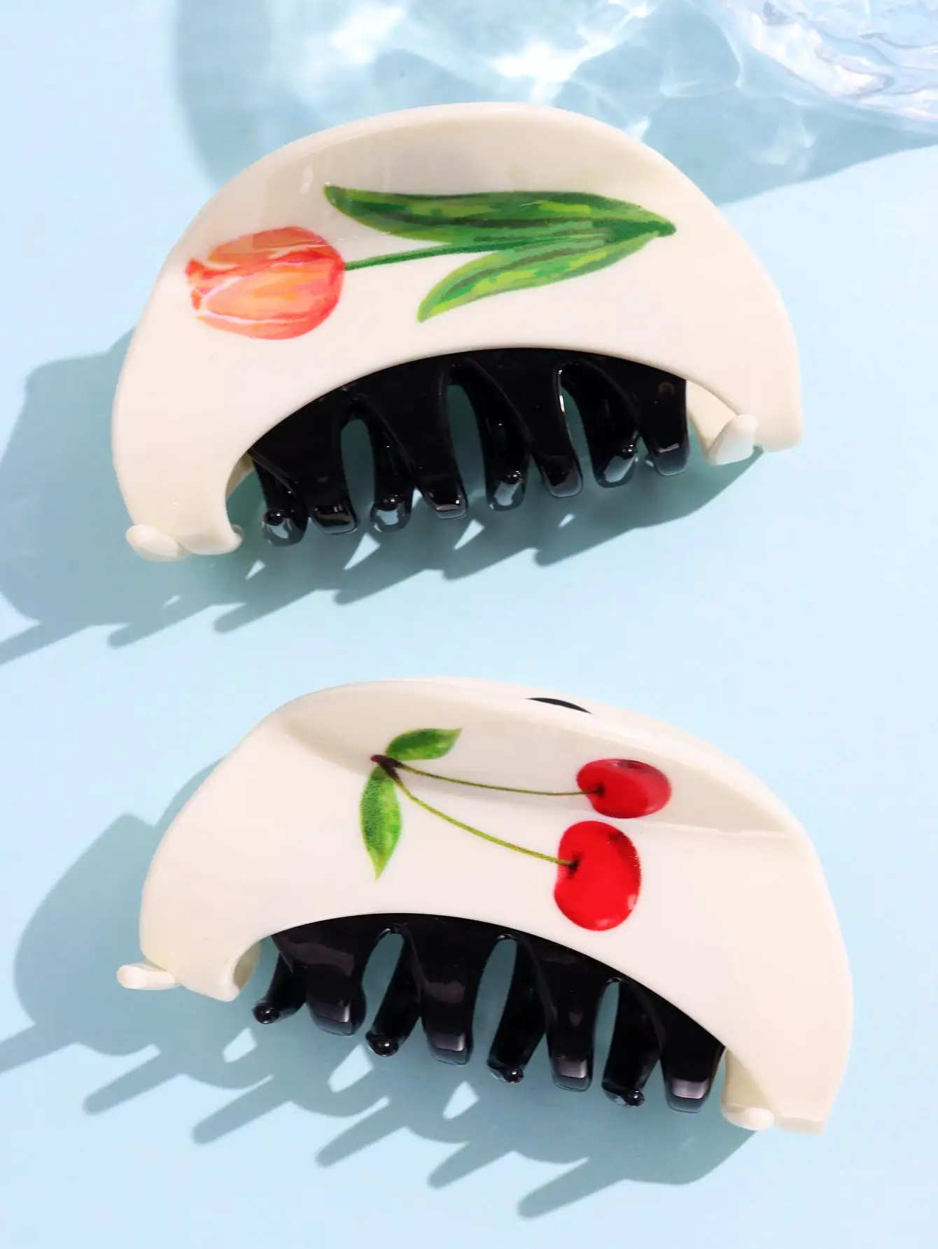 Необычные полукруглые разноцветные принты тюльпаны вишневая смола коготь для