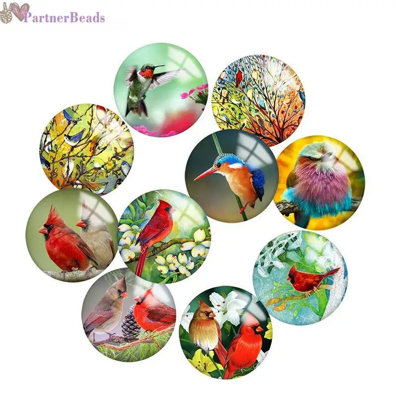 

Круглые стеклянные кабошоны для фотосъемки в виде птиц, фурнитура для изготовления плоской задней части, застежка-кнопка 20 мм, N4741