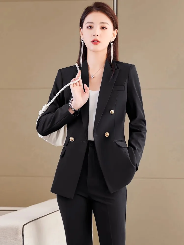 Black Suit Set Women Autumn and Winter High-Grade Temperament High end Manager Business Wear Overalls Outerwear