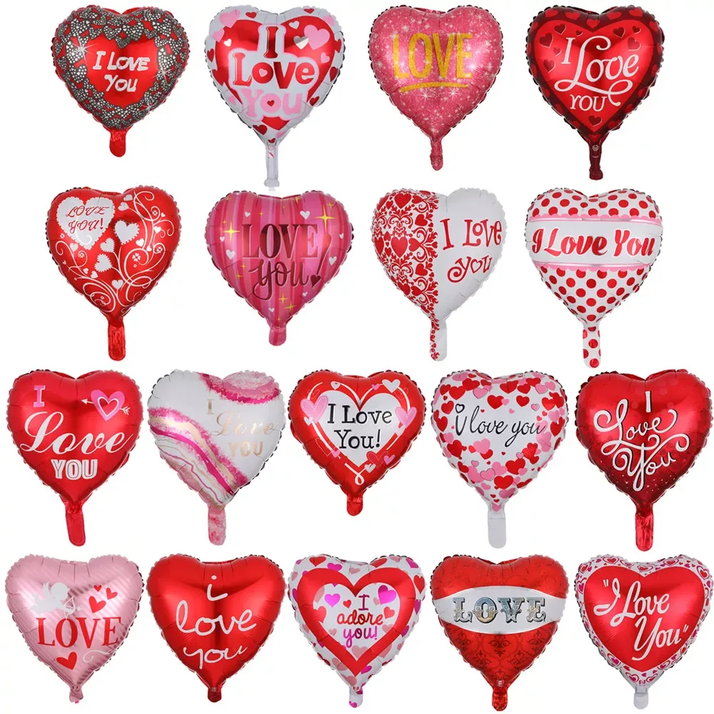 

18inch 10pcs Heart love Balloons Inflatable Foil Balloon Wedding Valentine Day Decorations Helium Balloon I Love You Globos