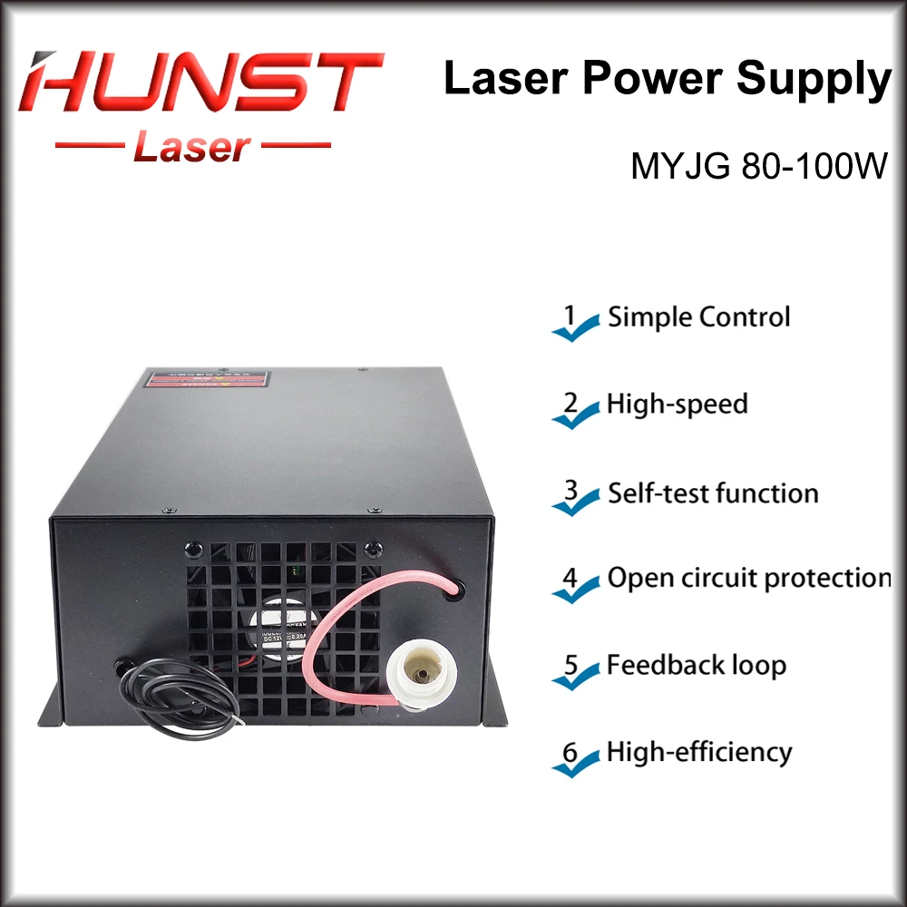 Hunst MYJG 80-100W CO2 Laser Power Supply 80~100W Laser Generator For Co2 Engraving Cutting Machine Glass Tube enlarge