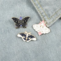 punk style insect pins brooches butterfly animal gold color metal enamel backpack hat lapel badge men women party jewelry