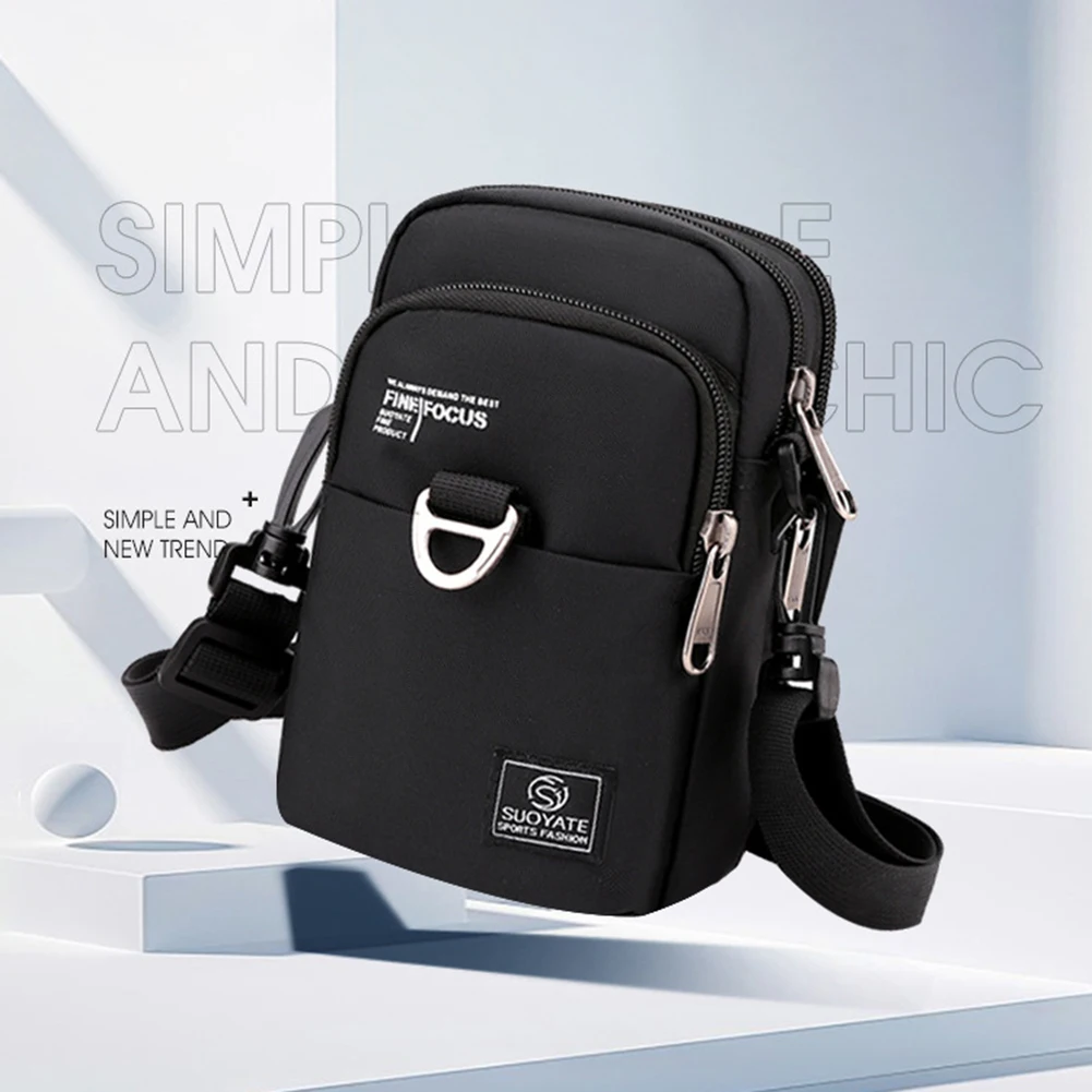 

Мужская маленькая сумка через плечо, трехслойная ранцевая портативная Сумочка через плечо, миниатюрная Водонепроницаемая нейлоновая сумк...