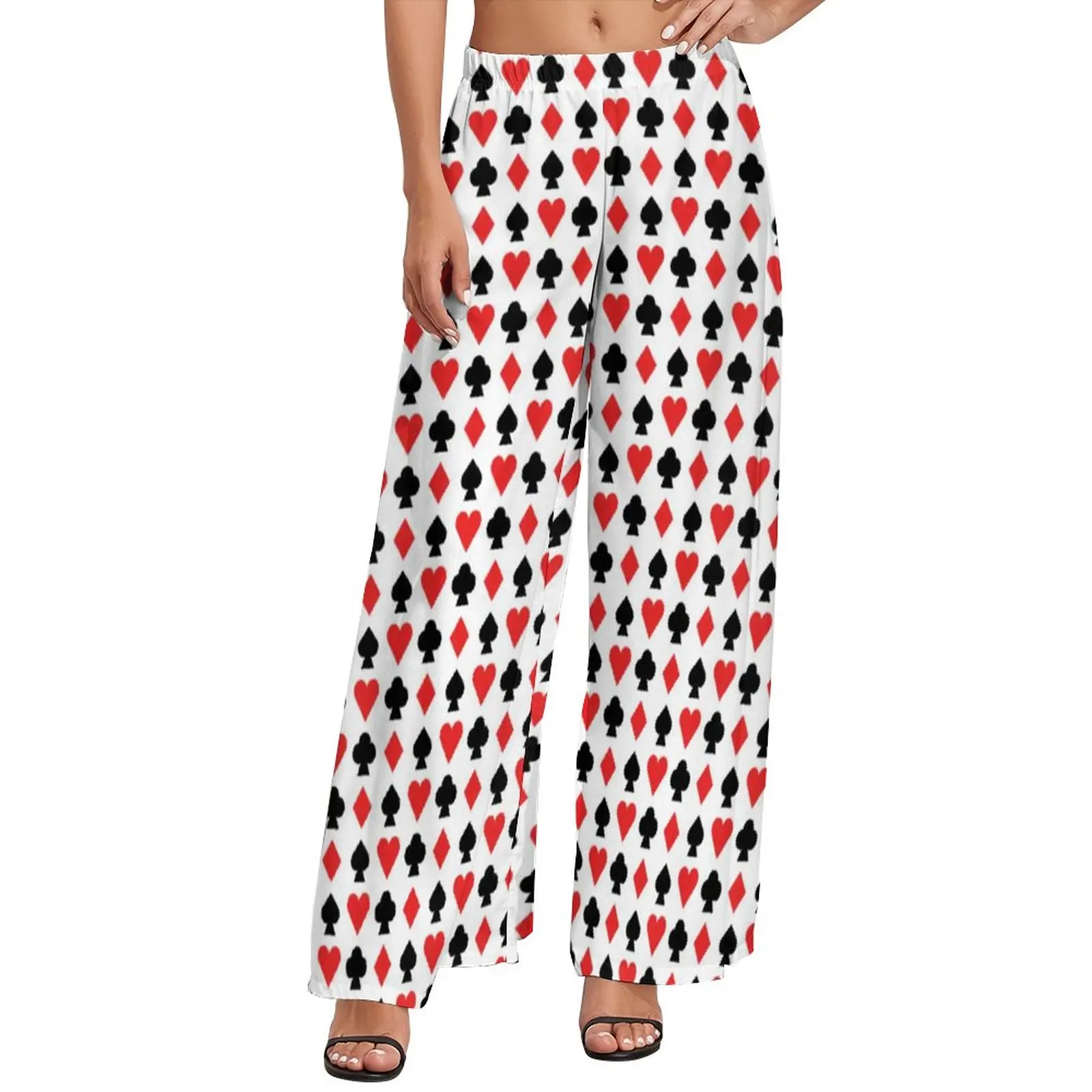 

Playing Poker Pants Female Card Suits Design High Waisted Casual Print Straight Wide Pants New Spring Oversize Harajuku Trousers