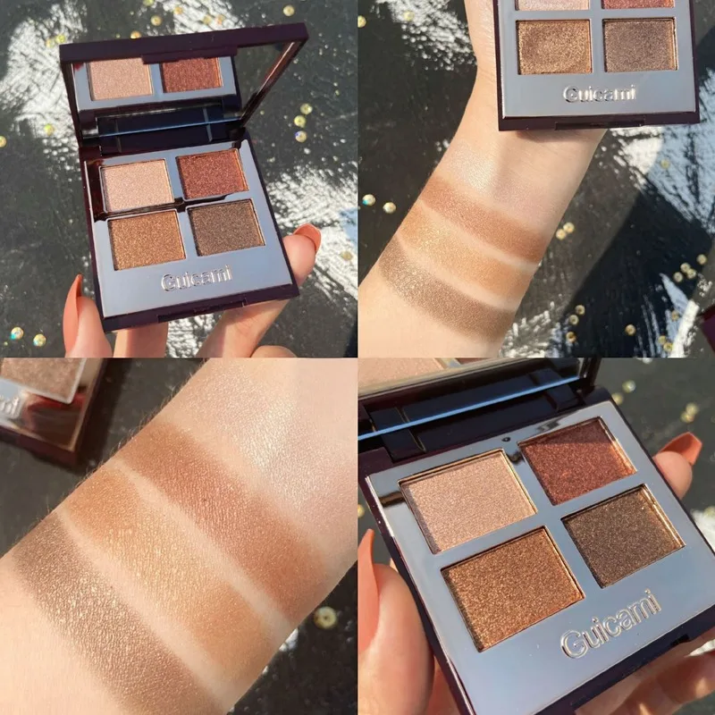 

GUICAMI 4-color Eyeshadow Bronze Eyeshadow Palette Pearl Matte Glitter cosmetic Pallete Beauty Chocolate Eyeshadow Palette