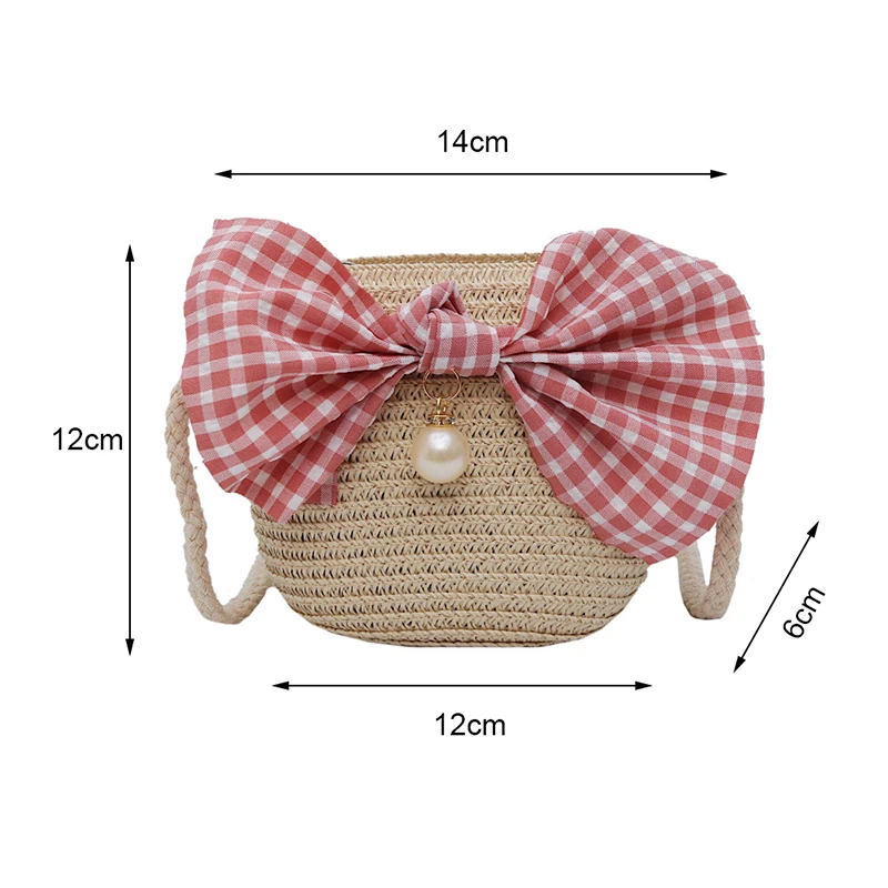 Exquisiteness Children Cartoon Coin Purses Hand Made Single Inclined Shoulder Straw Bags Cute Princess Handbags