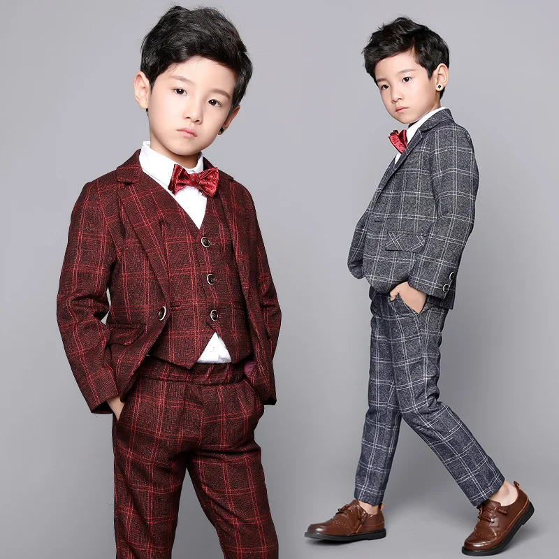 Купи Flower Boys Wedding Party Performances Cosutme 3pcs Clothes Set Kids Autumn Winter Tuxedo Vest Pants Children Formal Suits Sets за 2,110 рублей в магазине AliExpress