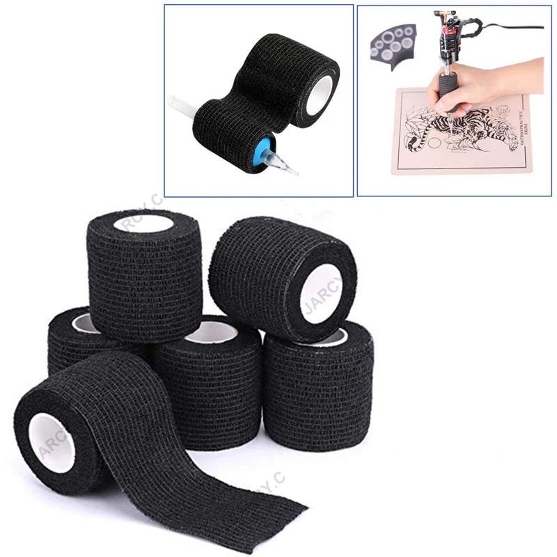 

Tattoo Machine Bandage Self-adhesive Elastic Waterproof Nonwoven Tattoo Gun Handle for Grip Cover Athletic Protect Black Tape