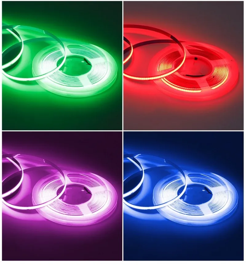 DC12V 24V COB Светодиодная лента 8 мм PCB 384 светодиода/M Гибкая светодиодная