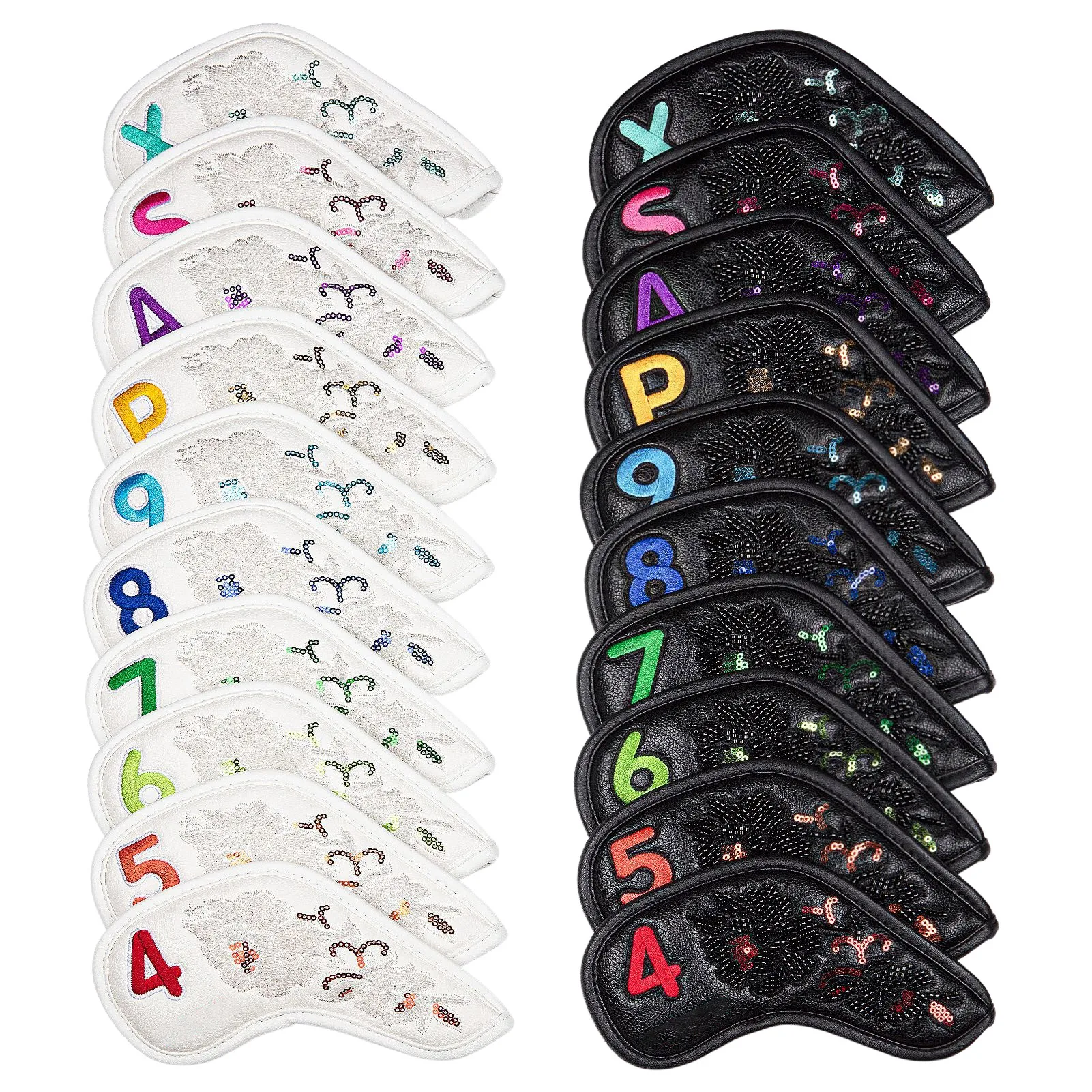 

10PCS Golf Iron Headcover With Number Tags Club Head Cover 1 Set White Black Protector Case