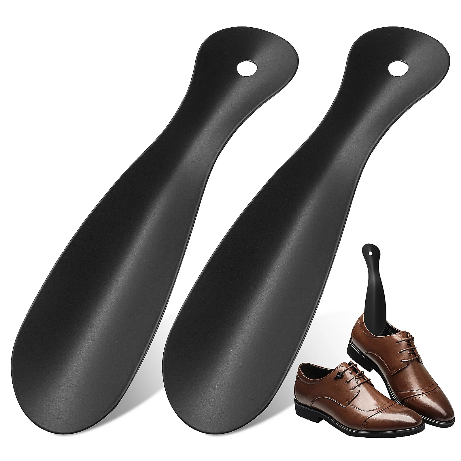 

2 Pcs Boot Horn Cowboy Boots Kids Lazy Shoe Helper Seniors Short Shoehorn Mens Travel Accessories Handle Steel Stainless Horns