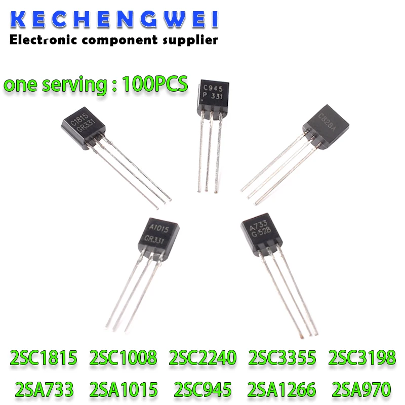 100 шт. 2SC1815 2SC3198 2SC945 2SA1015 2SA1266 2SA733 TO-92 C1815 C3198 C945 A1015 A1266 A733 2SC2240 2SC1008 2SC3355 2SA970 A970 |