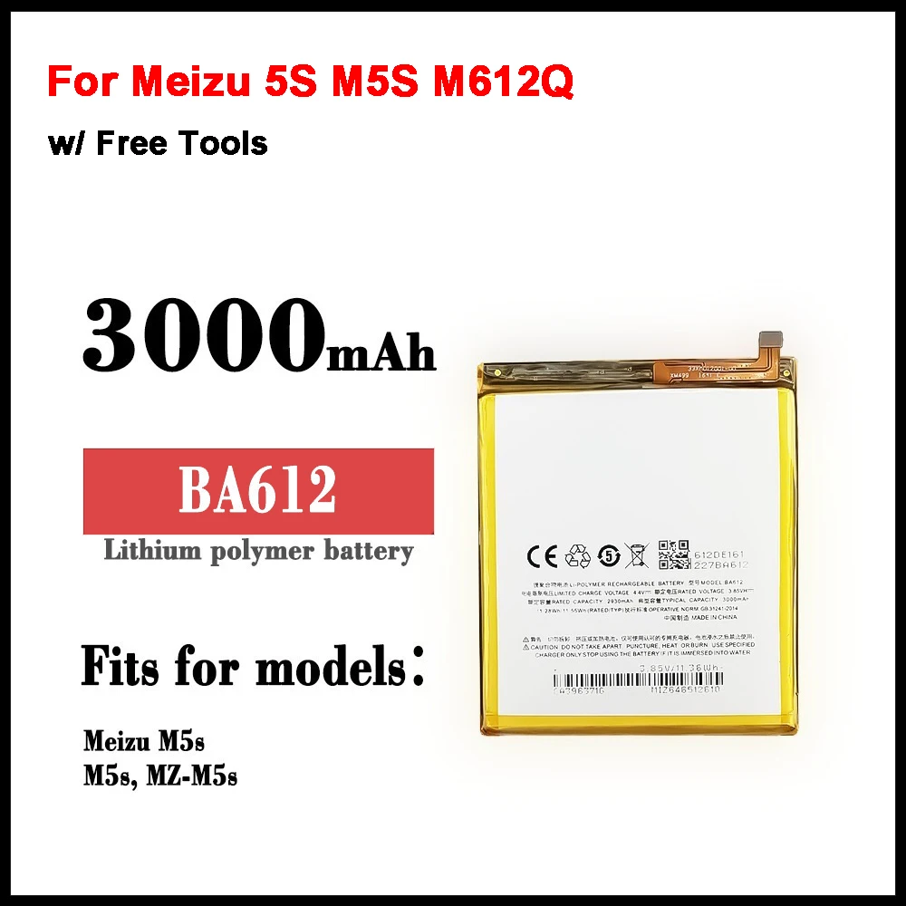 

New Orginal BA612 Battery For Meizu 5S M5S M612Q M612M M612H 3000mAh Smart Phone +Tracking Number