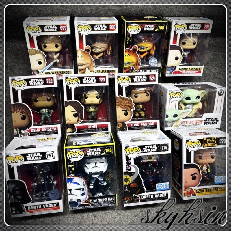 Фото Оригинальные фигурки Funko Pop из «Звёздных войн»: Скайвокер/Мастер-джедай/Дарт Вейдер/Оби-Ван/Мандалорец. Подарок на день рождения, рождественский подарок. №1
