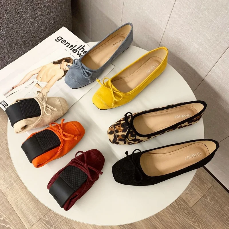 

Leopard Ballet Flats Shoes Women Square Toe Slip on Ballerina Loafers Shoes Spring Female Feetwear Zapatos De Mujer Plus Size 43