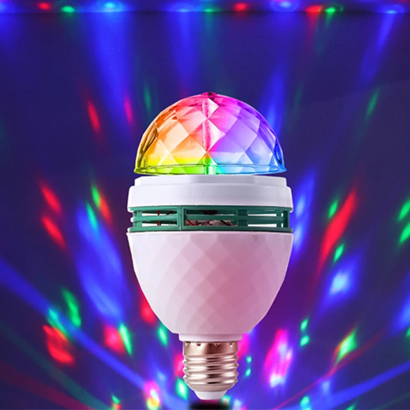 

Full Color E27 LED Crystal Stage Light Rotating DJ Party Light Bulb Lamp RGB Ball Stage Bulb For Disco Xmas Colorful Rotating