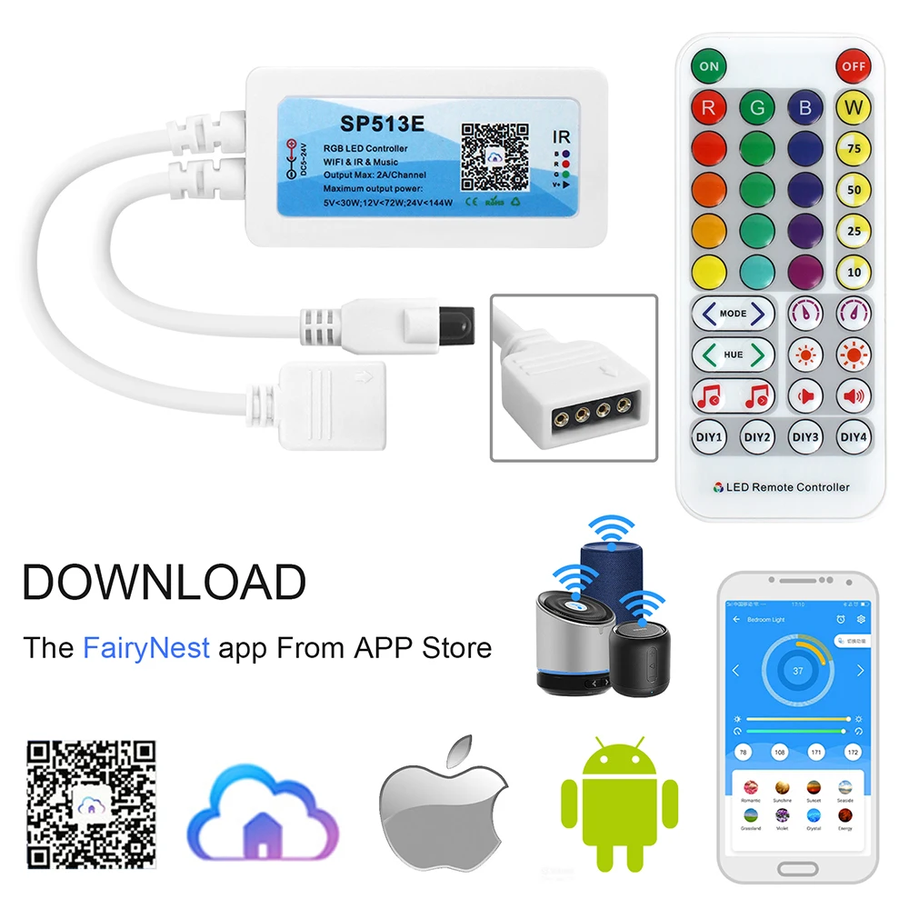 

RGB Controller DC5-20V 4Pin Lighting Pixel Controller WIFI Smart Music Controller For LED Strip Light With IR Remote Control