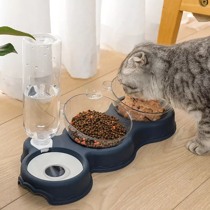 

Cat Food Bowl Automatic Feeder Water Dispenser Pet Dog Cat Food Container Drinking Raised Stand Dish bowl Pet Waterer Feeder