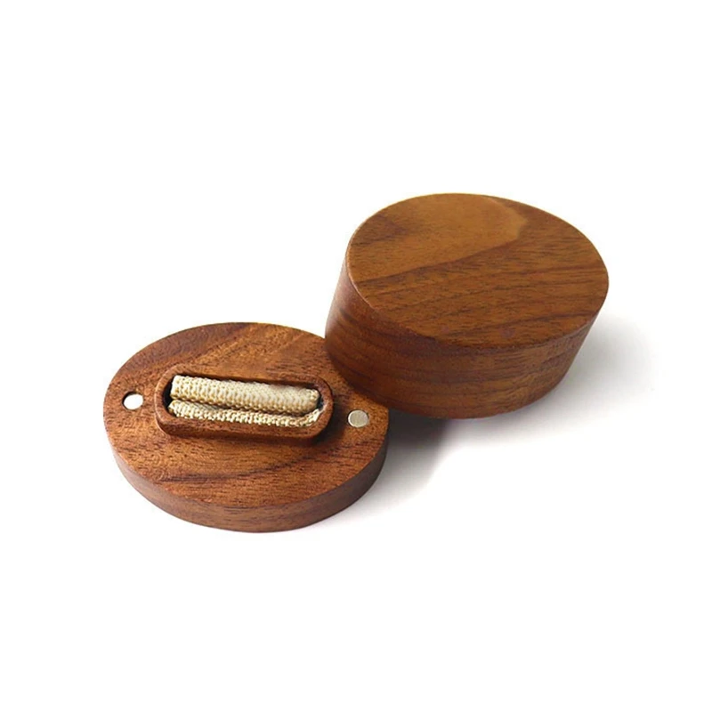 

Oval Shaped Walnut Wood Ring Box Flannel Soft Interior Holder Organizer Jewelry Wooden Box Case for Proposal Engagement