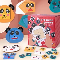 face changing cube building blocks wooden matching puzzles panda expressions toy set educational face pattern montessori toys