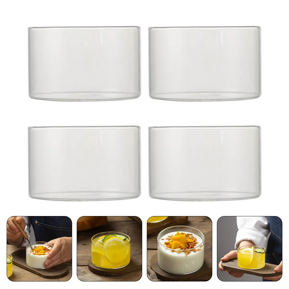 

4 Pcs Ice Cream Cup Yogurt Ceramic Fruit Bowl Oven Baking Glass Bowls Bakeware Dessert Pudding Serving