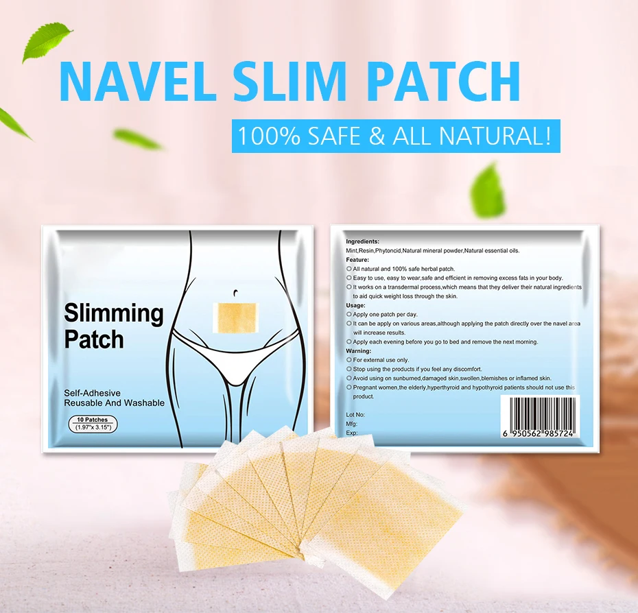 

10Pcs/1Bags Slimming Patch Natural Herbs Navel Sticker Slimming Products For Weight Loss Fat Burn Lose Weight Sticker