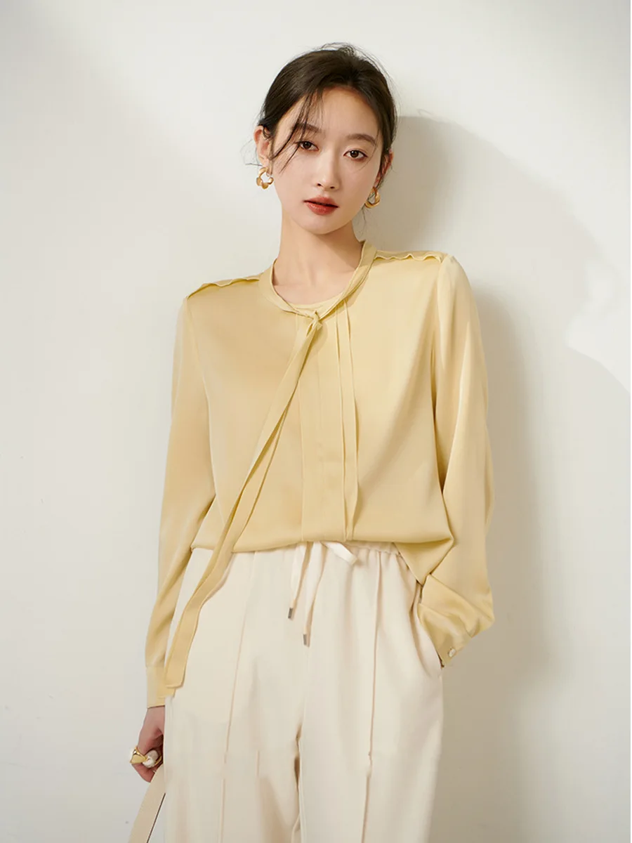 BirdTree элегантная рубашка из 90% натурального шелка 19 мм однотонная женская блузка с