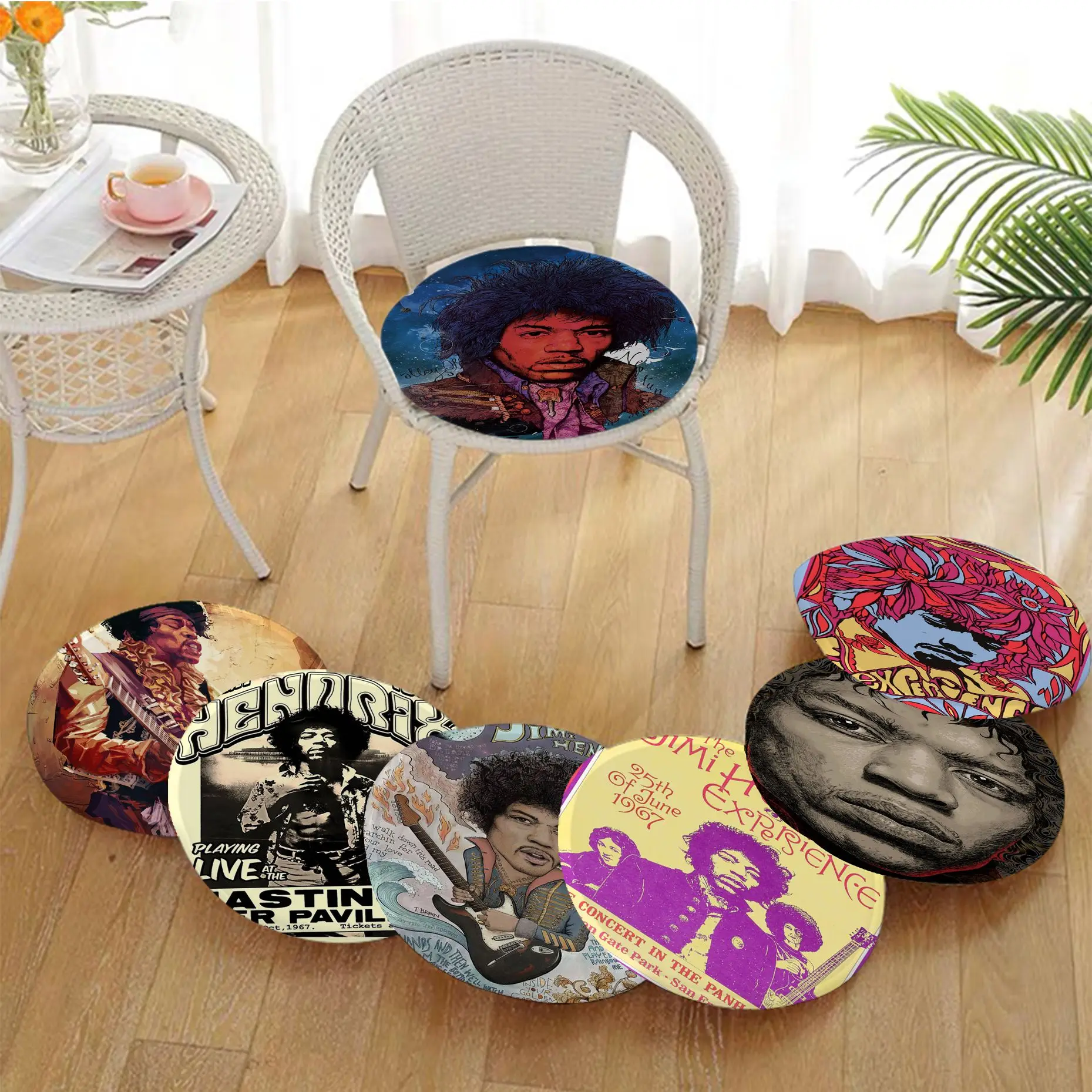 

Jimi Hendrix Tie Rope Meditation Cushion Stool Pad Dining Chair Tatami Seat Cushion Anti-Slip Chair Mat Pad