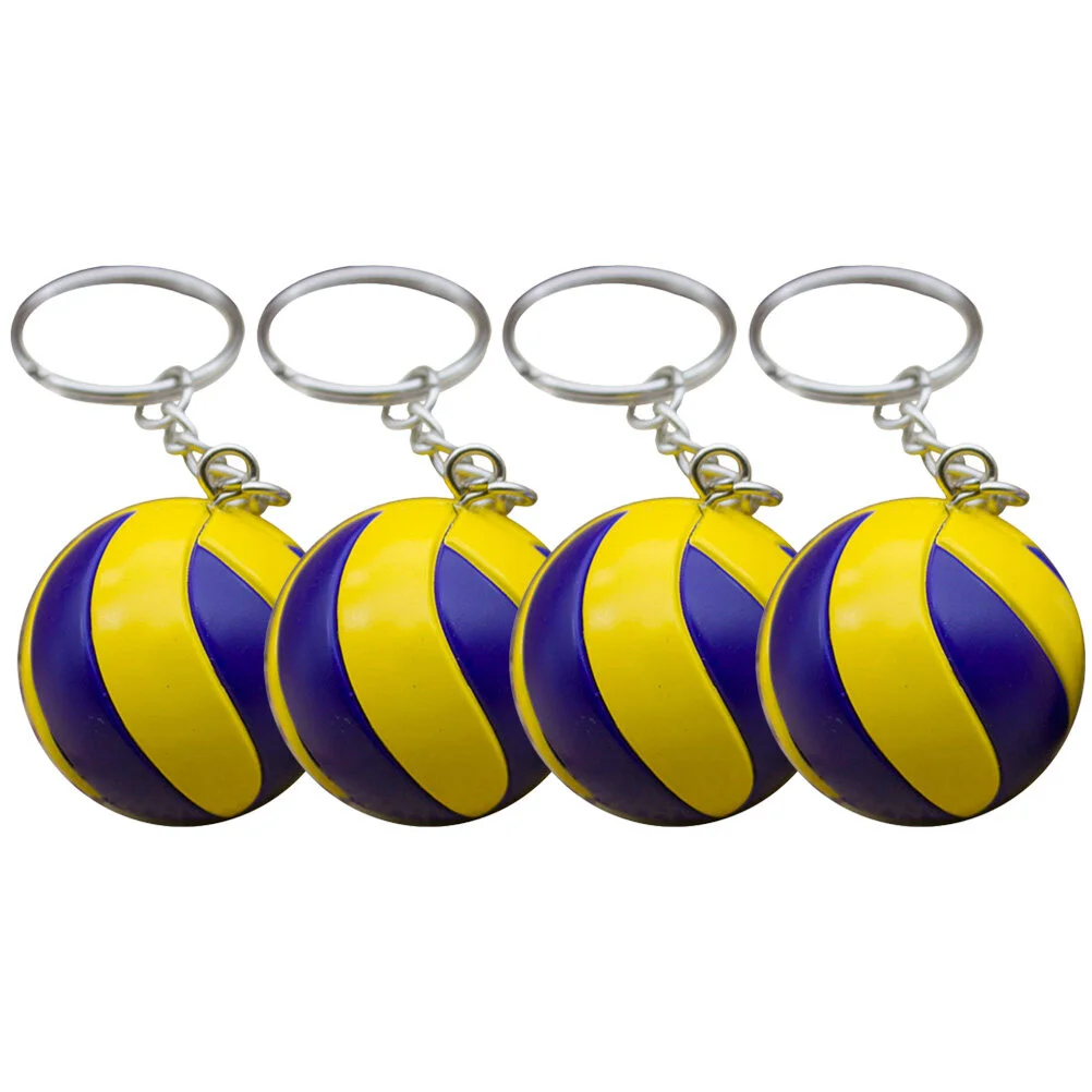 

4 Pcs Car Keychain Men Volleyball Adorable Multi-function Bag Pendant Bags 7X3.7X3.7CM Alloy Portable Hanging Man