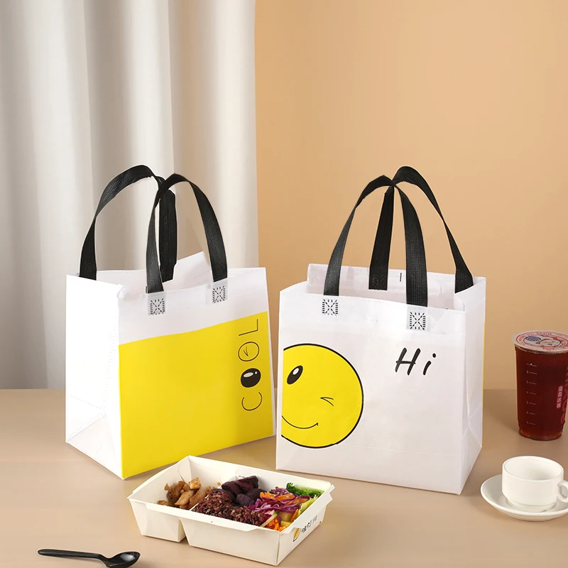 

Smiley non-woven fabric Women Men Reusable Shopping Bag Large Folding Tote Grocery Bags Convenient Storage shopper bag Handbags
