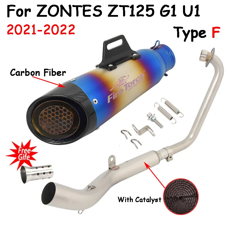 Motorcycle Exhaust Modified Catalytic Link Pipe Motocross Muffler Tube DB Killer For Zontes ZT125 U1 G1 zt125 Z1 Z2 2021 - 2022 enlarge