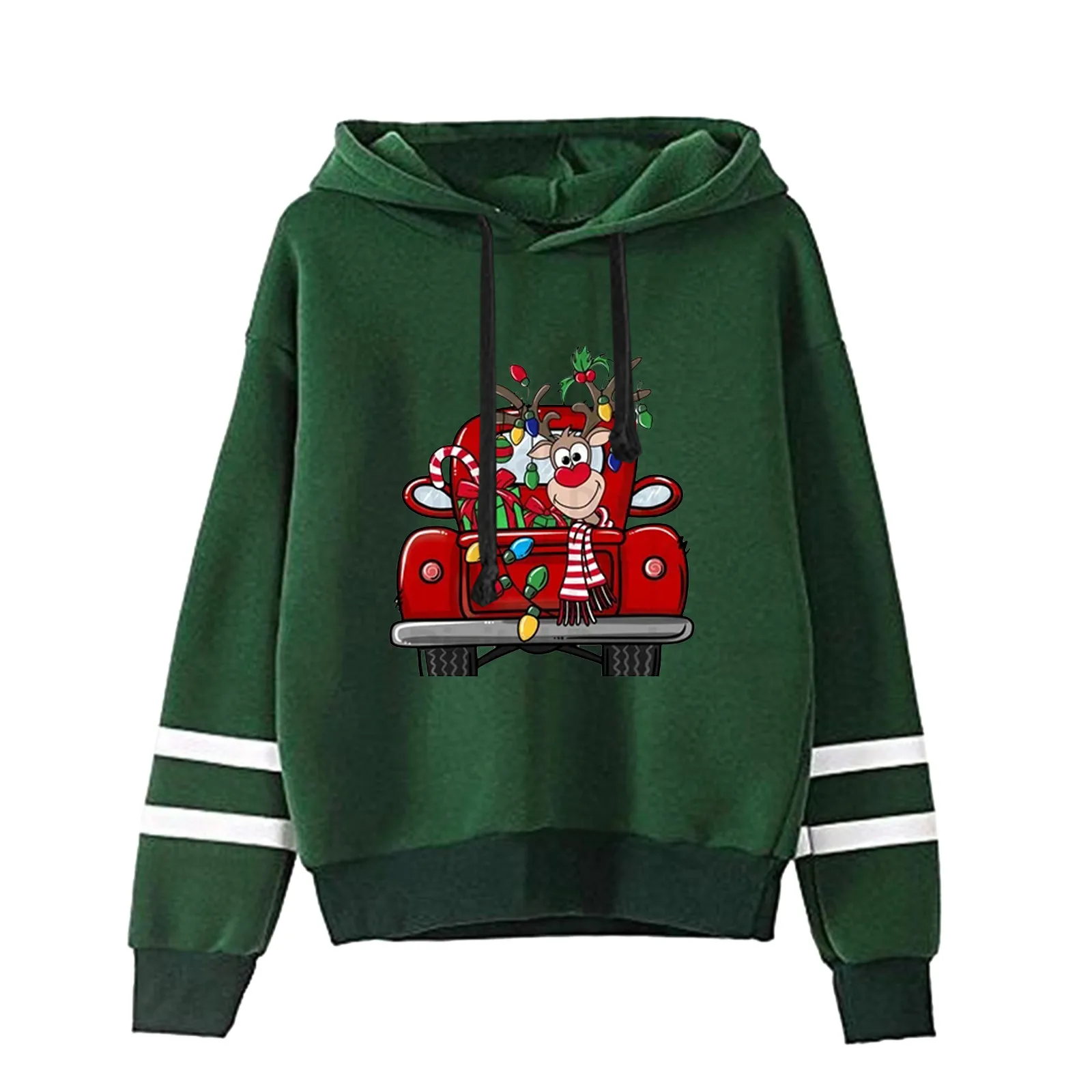 

Женская рождественская толстовка с капюшоном и длинными рукавами, мягкая женская толстовка на молнии с капюшоном, комплект с капюшоном на м...